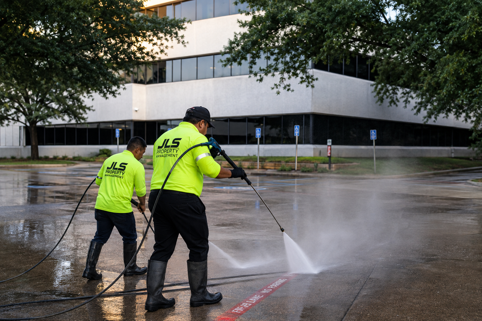 JLS Property Management power washing crew